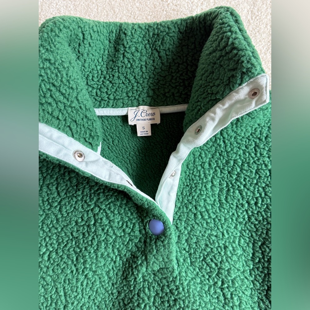 Jcrew green vintage style pullover fleece jacket size S - Picture 3 of 8